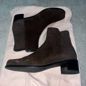 Stuart Weitzman easy on reserve bootie in walnut brown suede